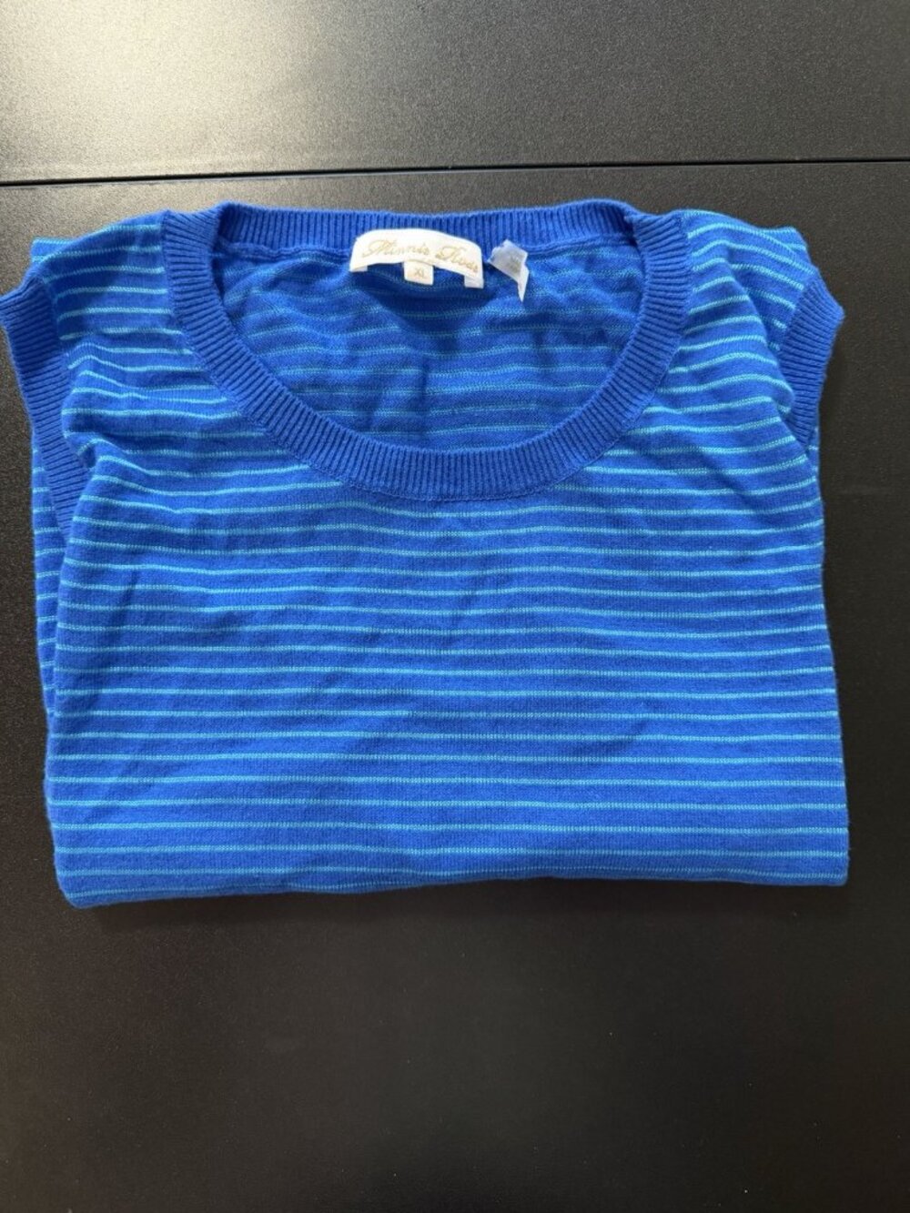 Minnie Rose Women's Cotton Sleeveless Top, Blue, Sz XL